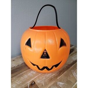 Vintage Halloween Plastic Blow Mold Pumpkin Candy Pail Bucket Empire 1968 Jack